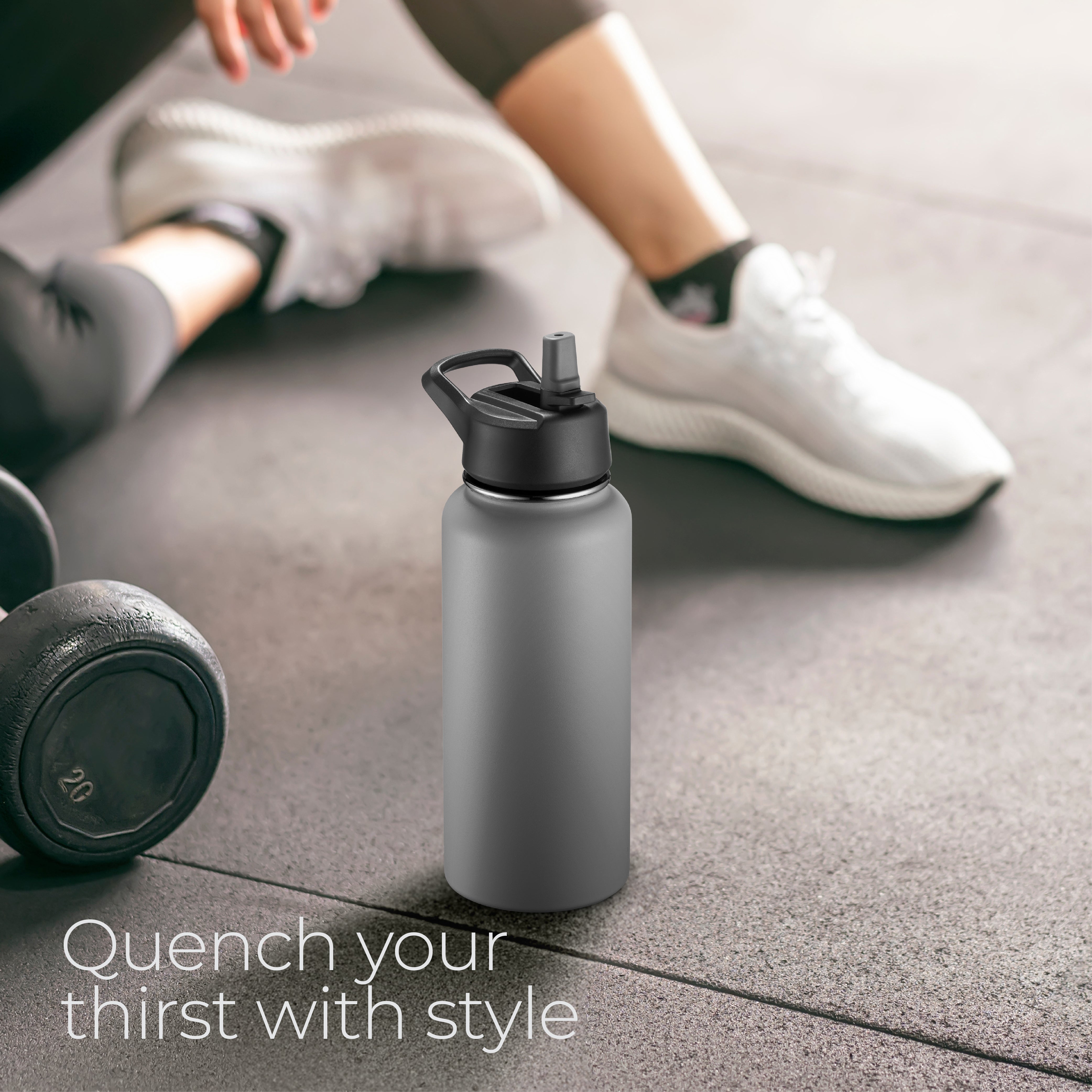 Insulated Water Bottle 32oz Gray