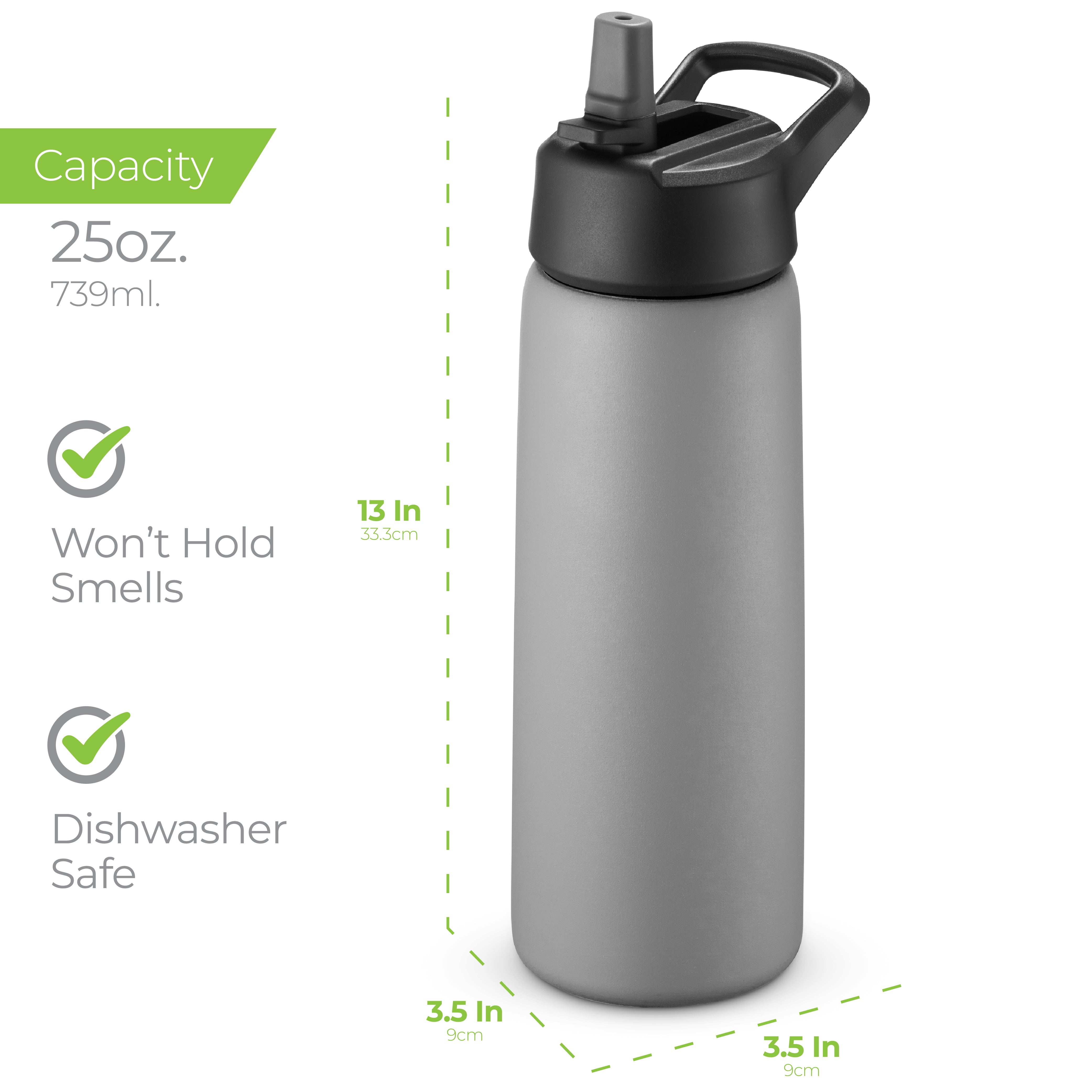 Insulated Water Bottle 25oz Gray