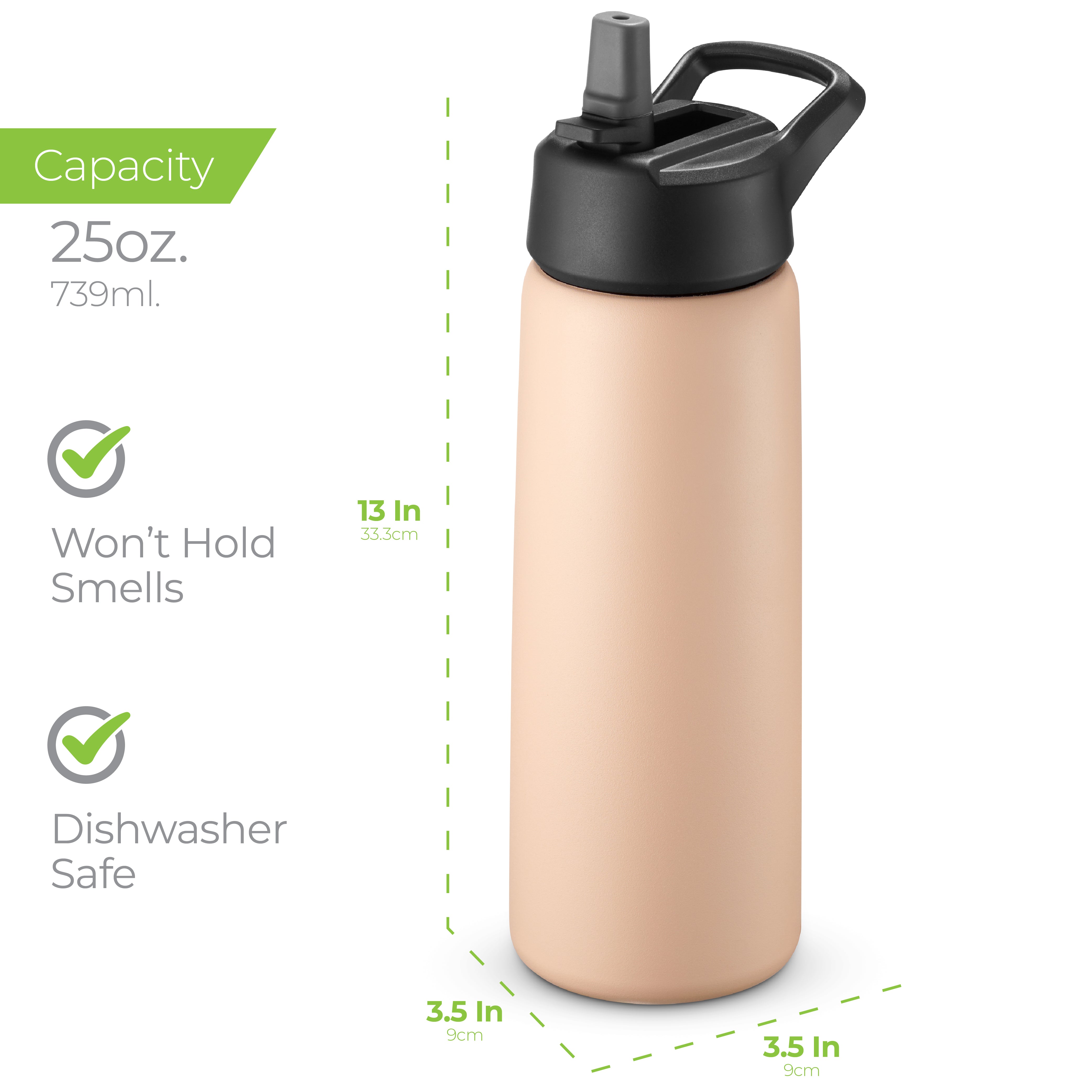 Insulated Water Bottle 25oz Peach