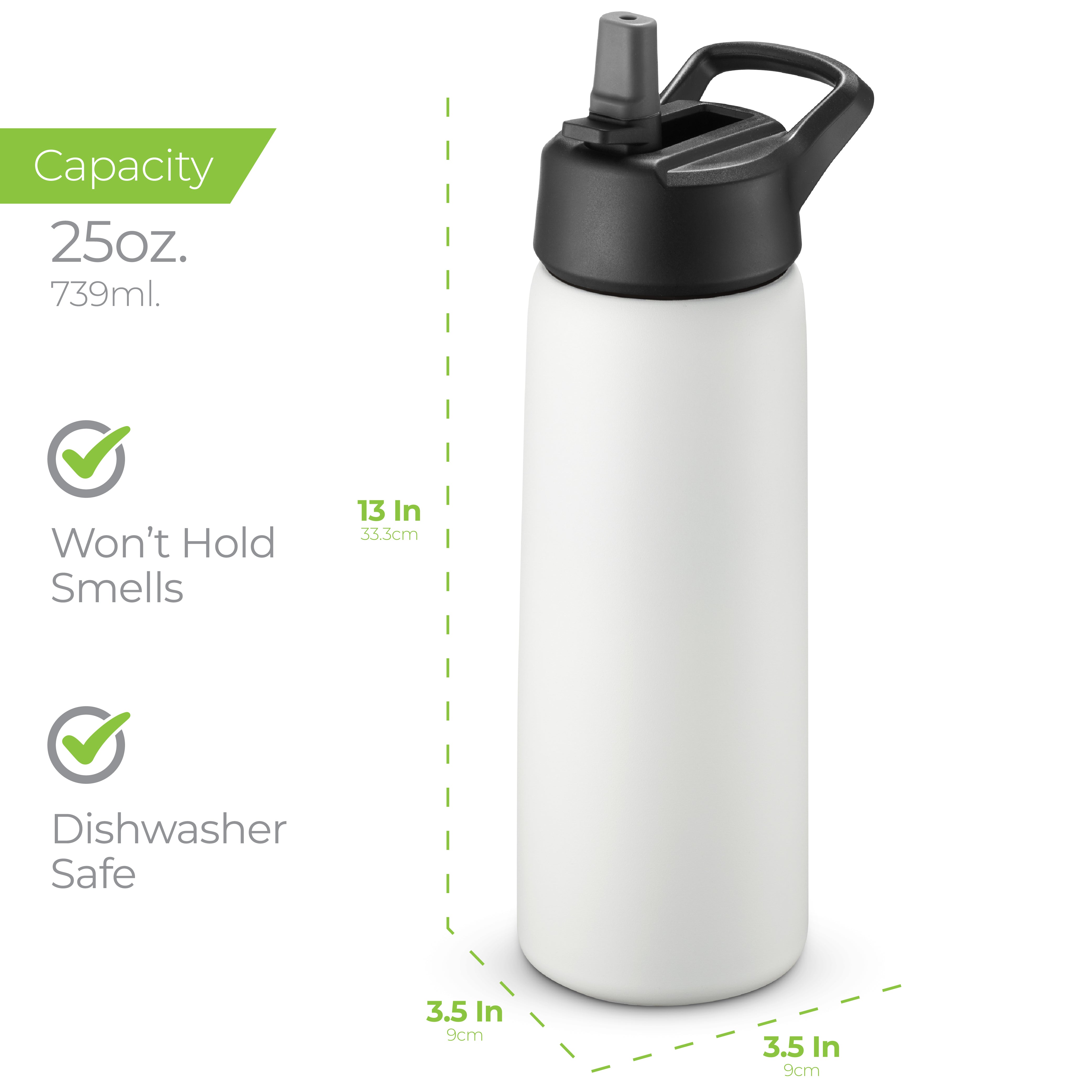 Insulated Water Bottle 25oz White