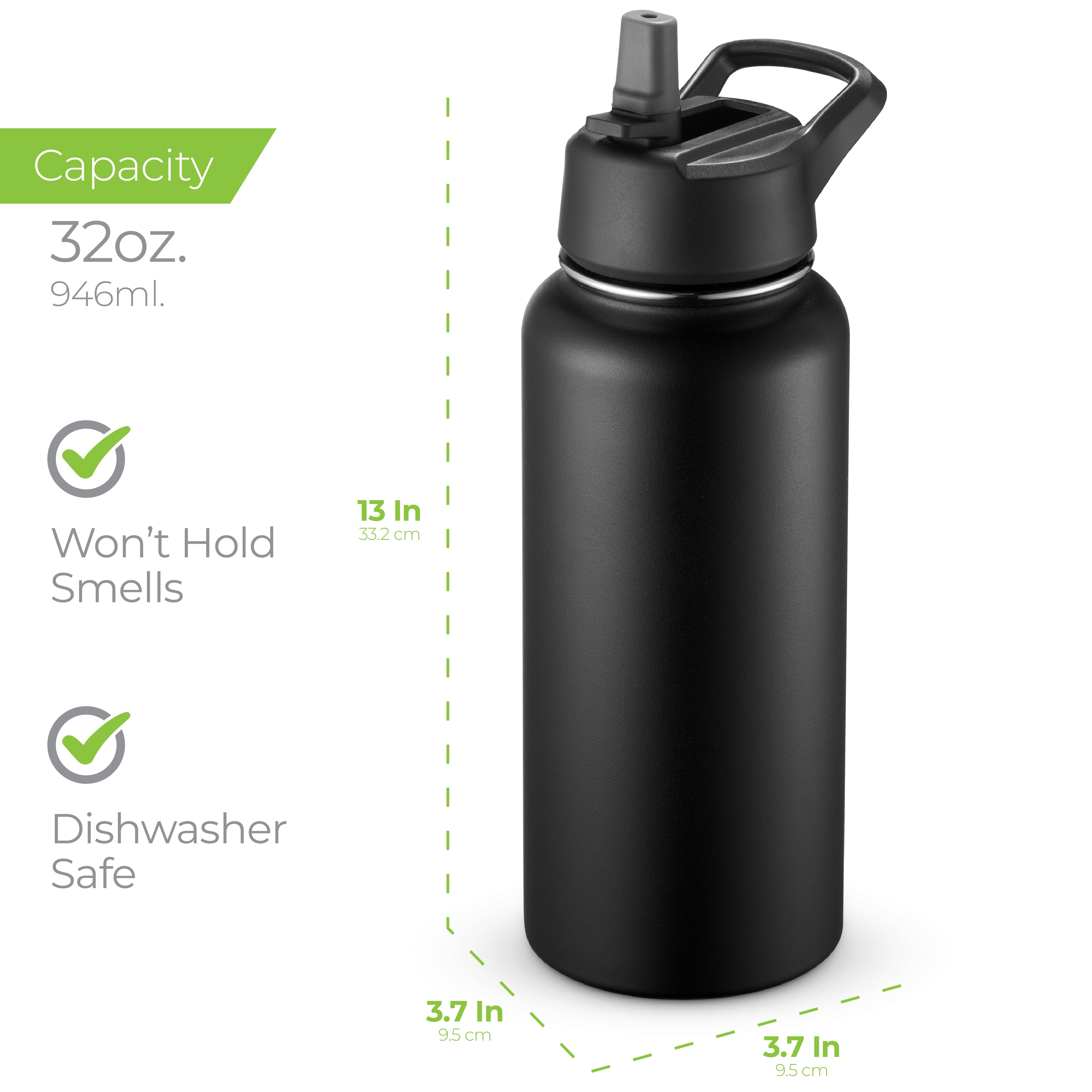 Insulated Water Bottle 32oz Black