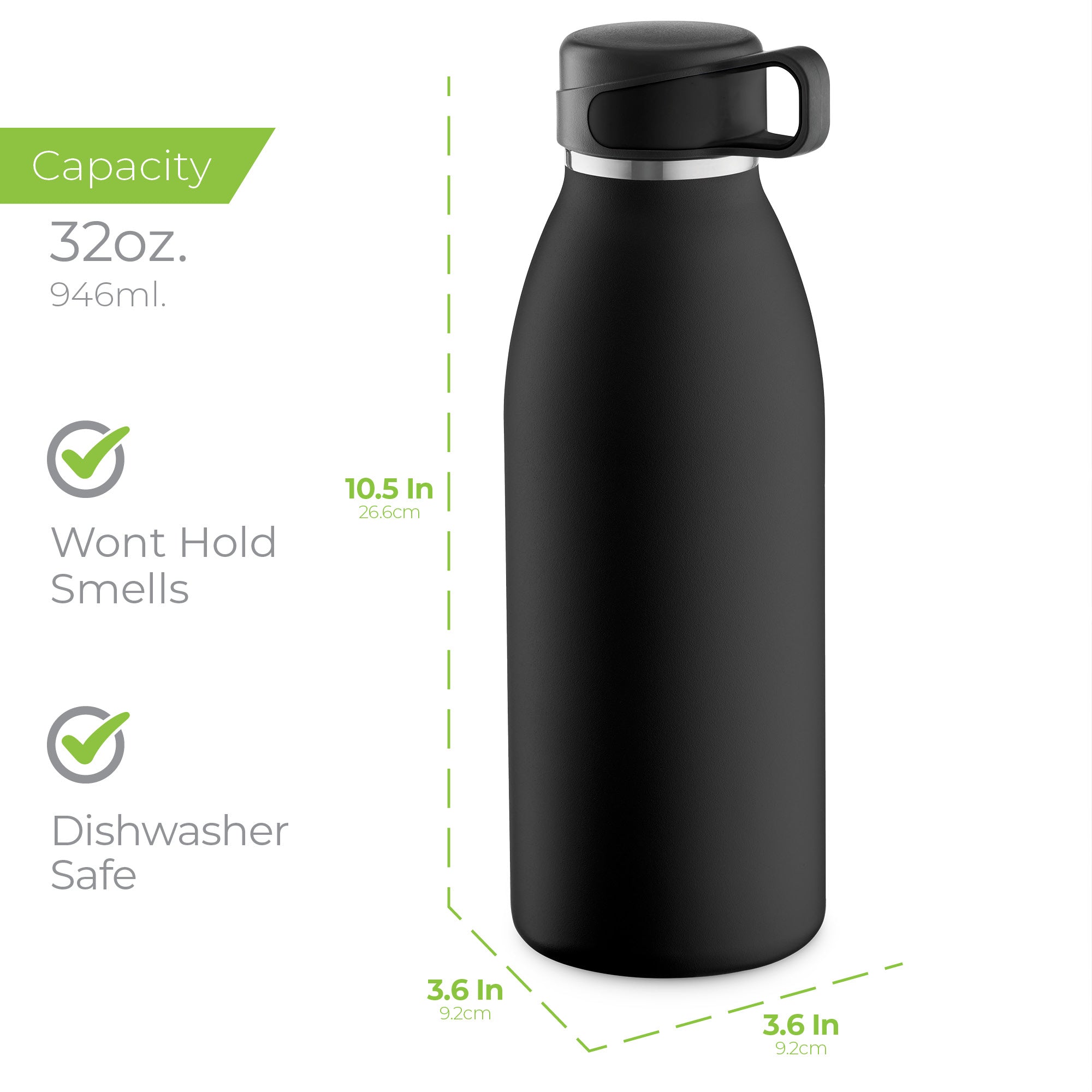 Water bottle 32oz. Black