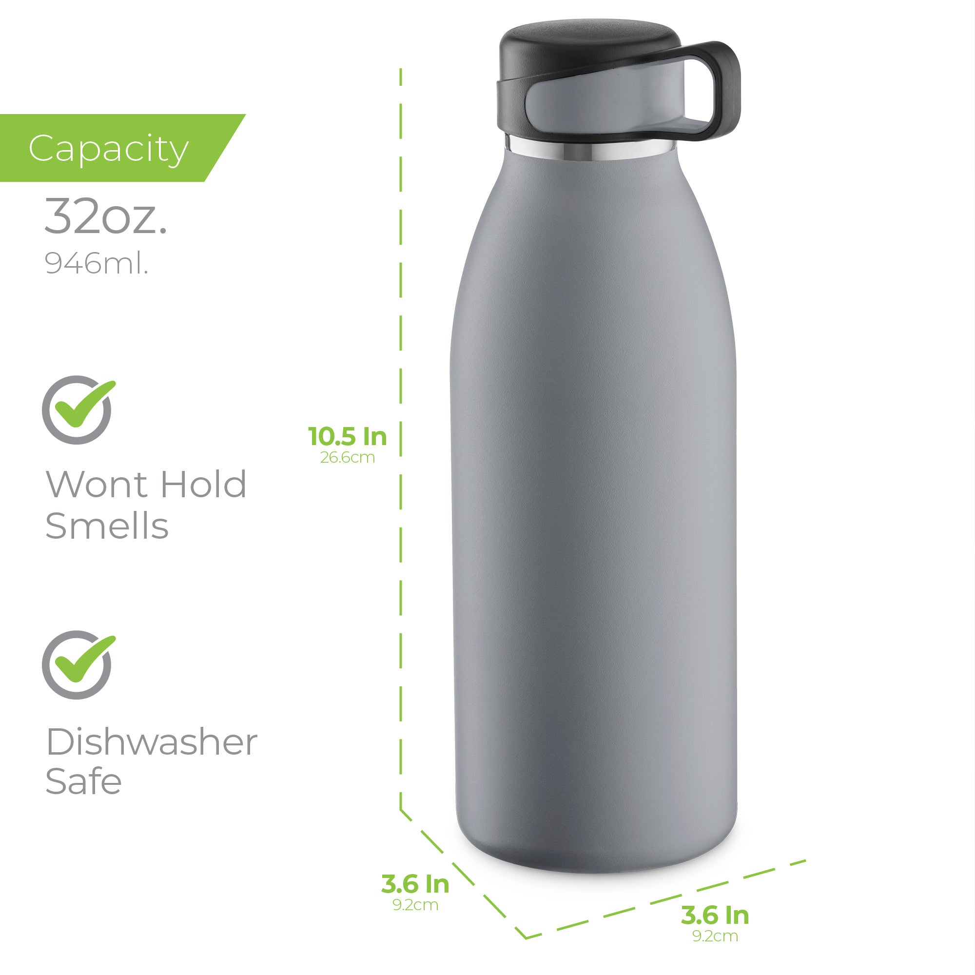 Water bottle 32oz.  Gray