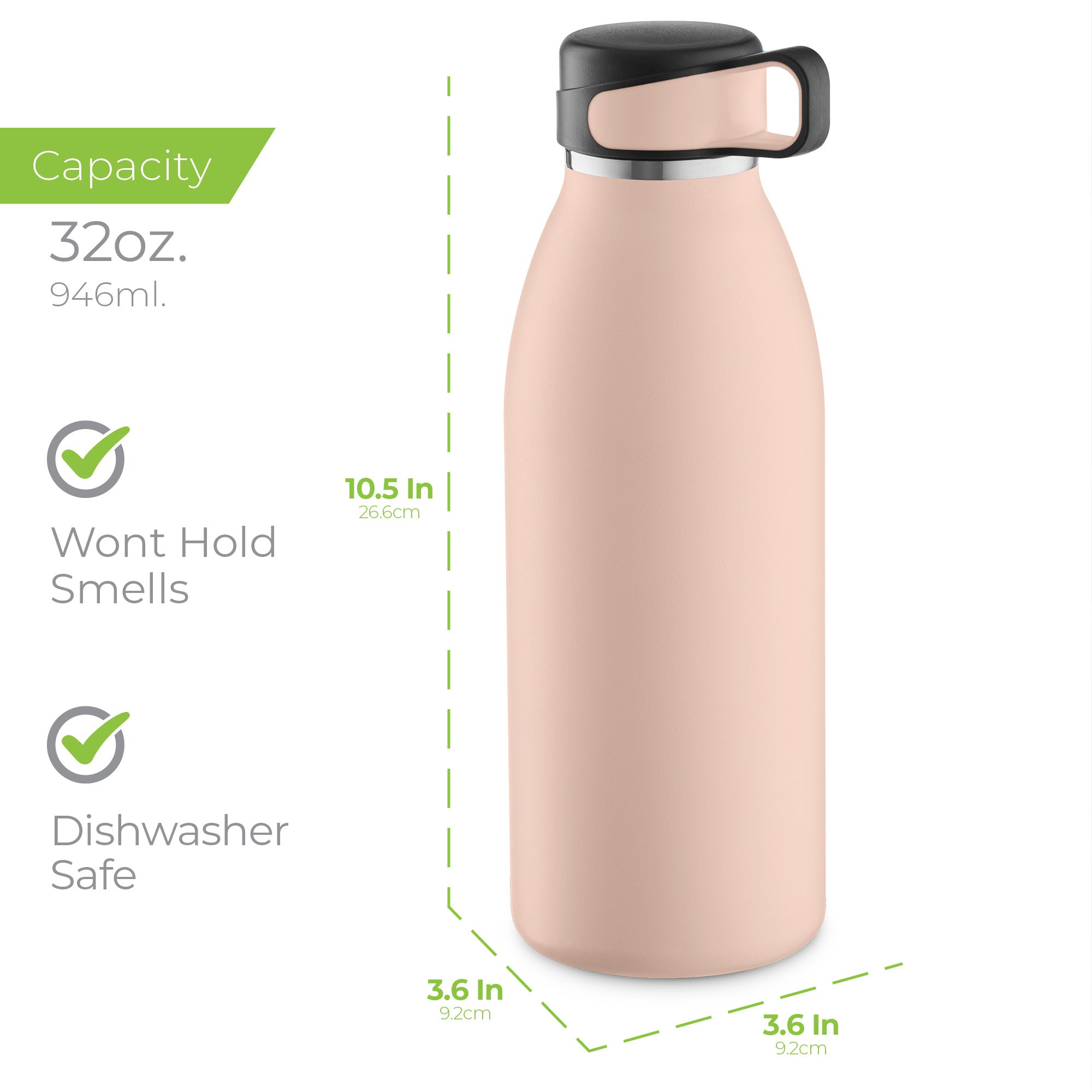 Water bottle 32oz. Peach